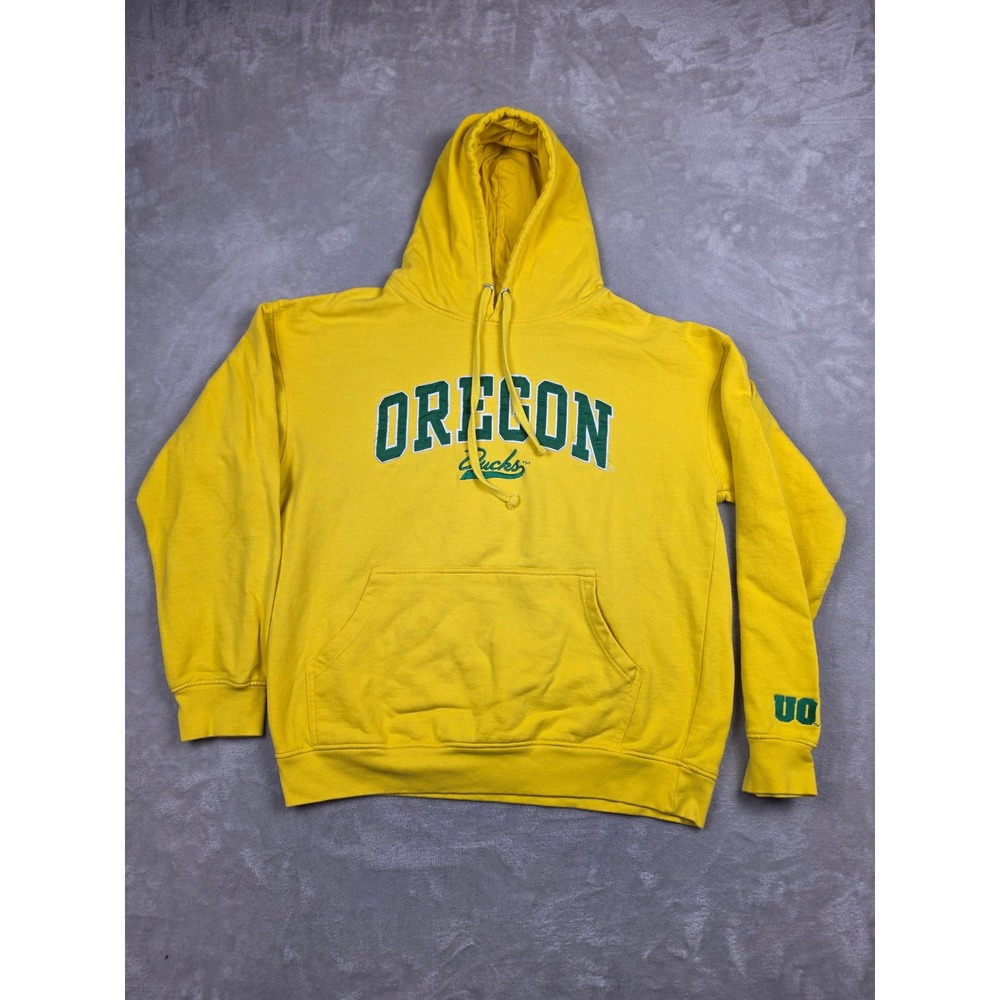 Old Varsity Brand Oregon Ducks Hoodie Men Large Yellow Pullover Sweatshirt